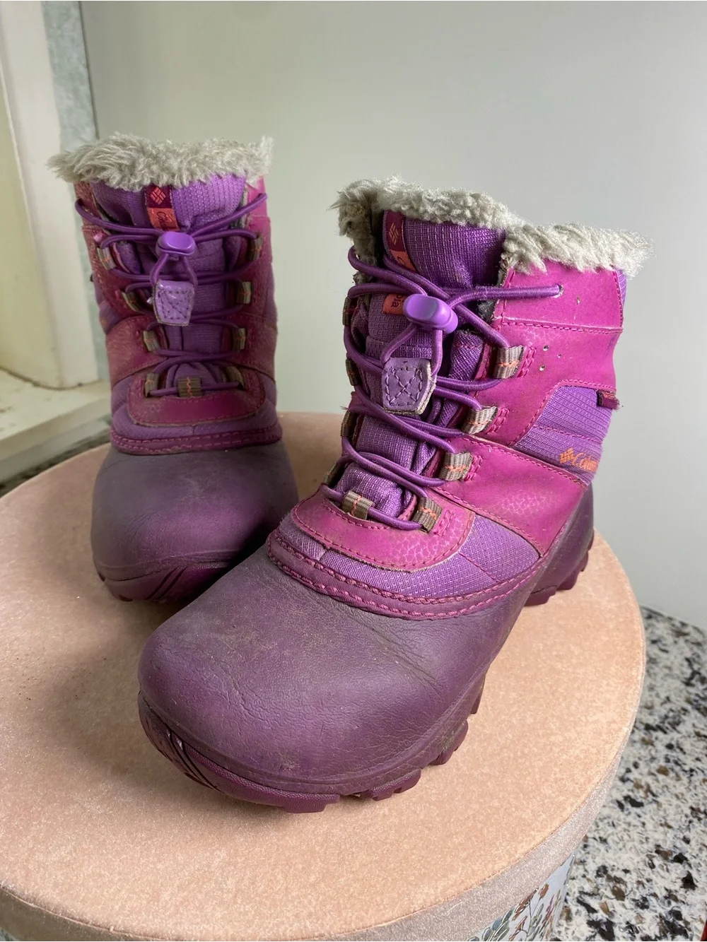 COLUMBIA Youth Rope Tow III Waterproof Winter Boots Purple 1